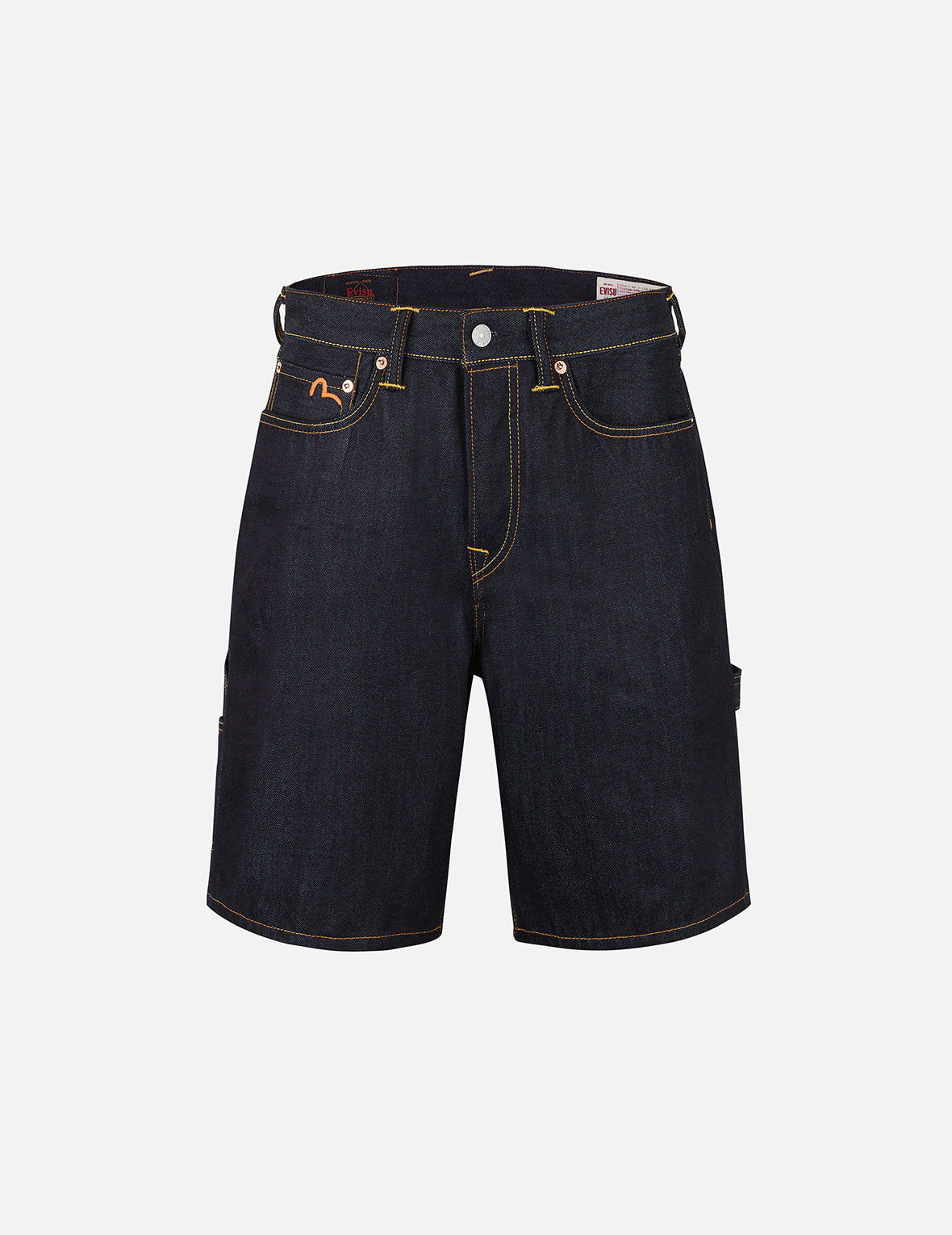 Seagull Embroidery and Slogan Print Regular Fit Denim Shorts